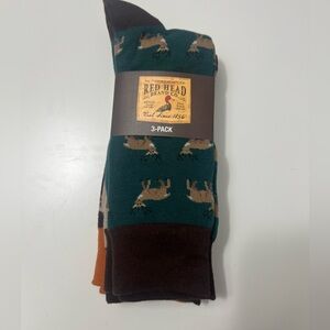 RedHead Green and Brown Deer Pattern Socks 3-Pack